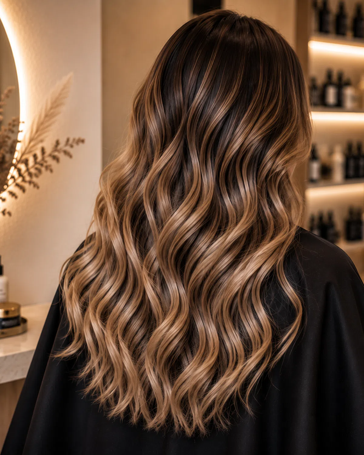 Längen-Transformation mit voluminösem, langem Haar